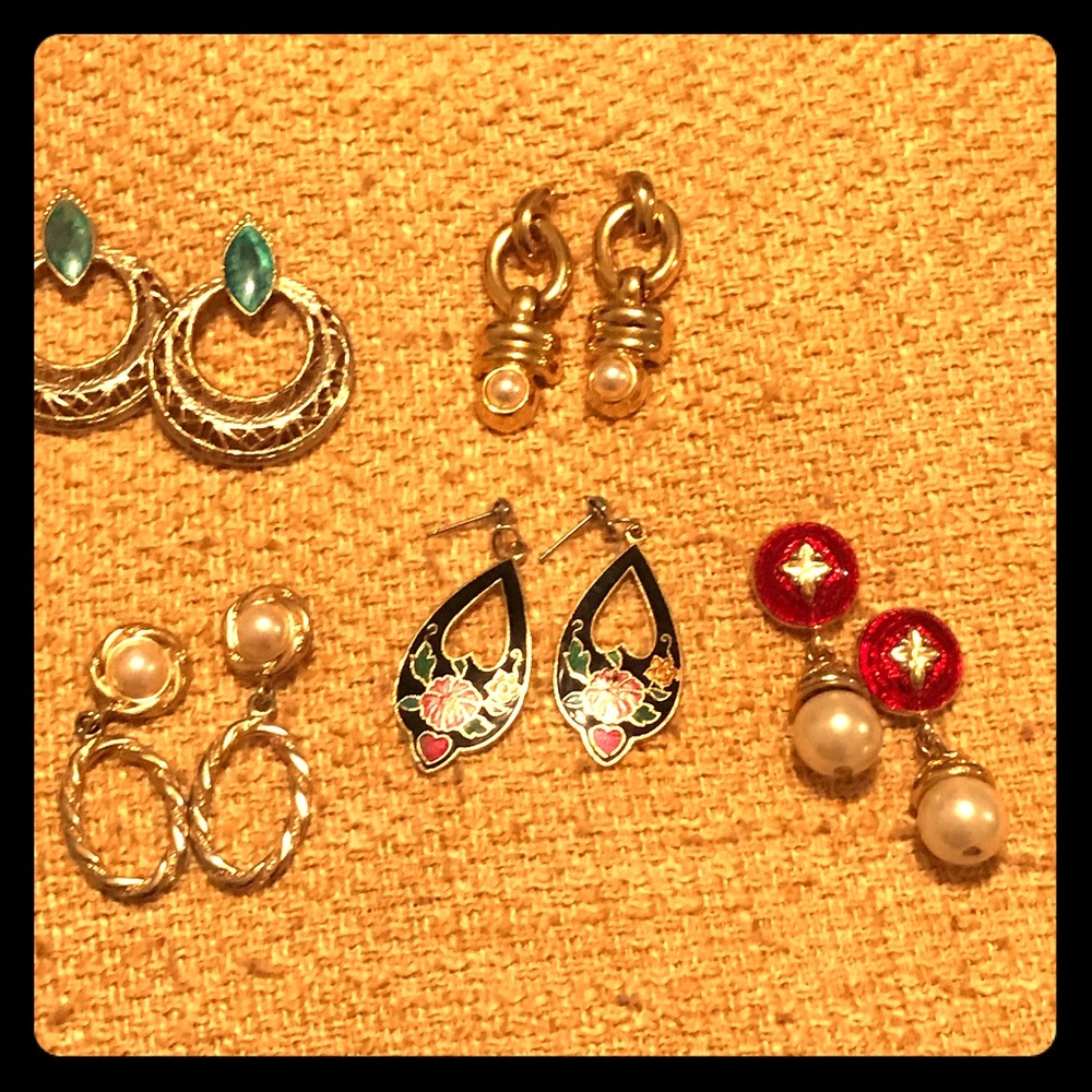 5 pairs of Beautiful  Semi Vintage Earrings .